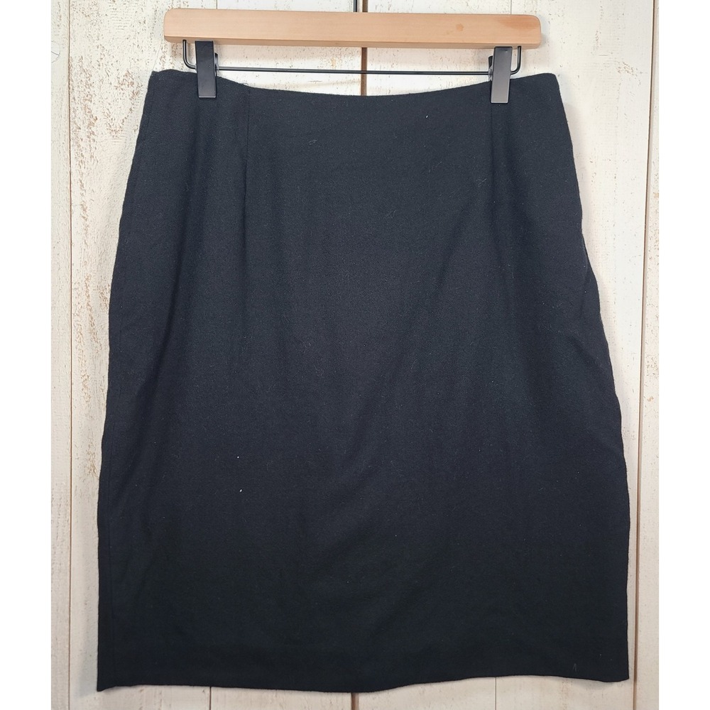 Vintage Dark Academia 90's Corporate Wool Pencil Skirt Size 10 Black Focus 2000